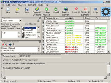Available Domains Professional Edition Screenshot